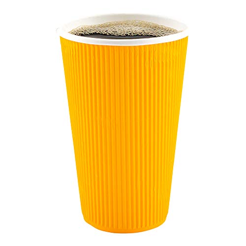 Ripple Wall Coffee Cups 500 Count 16 Ounce Insulated Yellow Paper Cups