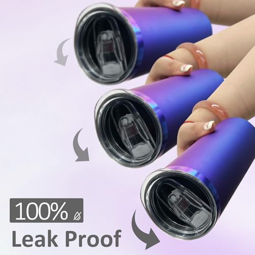 20 oz Skinny Tumblers Bulk with Lids and Straws Blue (8 Count)