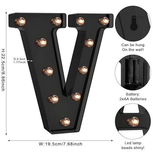 Black LED Letter Lights for Room Decor (27 Count)