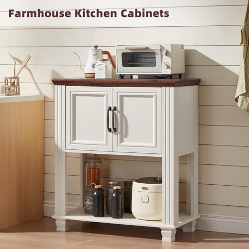 Farmhouse Coffee Bar Cabinet with Open Shelf