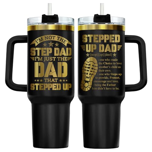 Stepdad Stepped Up Dad 40 oz Tumbler with Handle