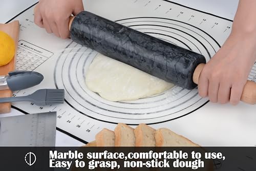 Marble Rolling Pin Set with Silicone Pastry Mat