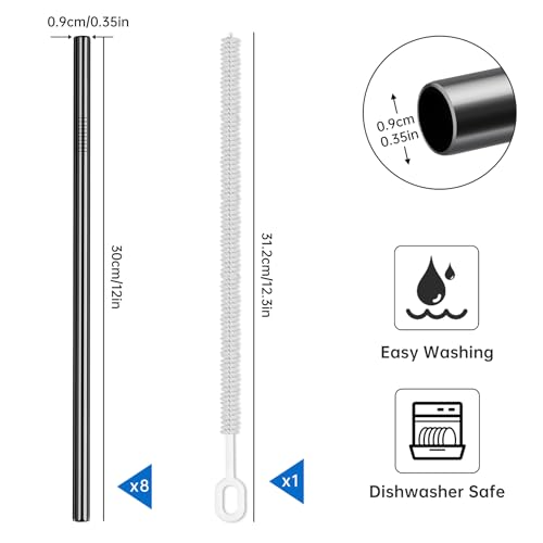 8PCS Stainless Steel Straws Fit for 40oz Stanley Tumblers (8 Count)