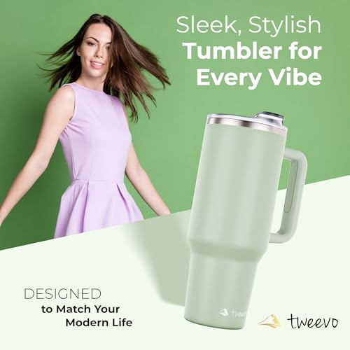 40 oz Tumbler With Handle and Straw Made of Stainless Steel
