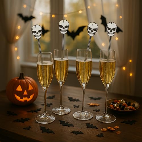 30 Pcs Halloween Swizzle Sticks Skull Fall Drink Stirrers