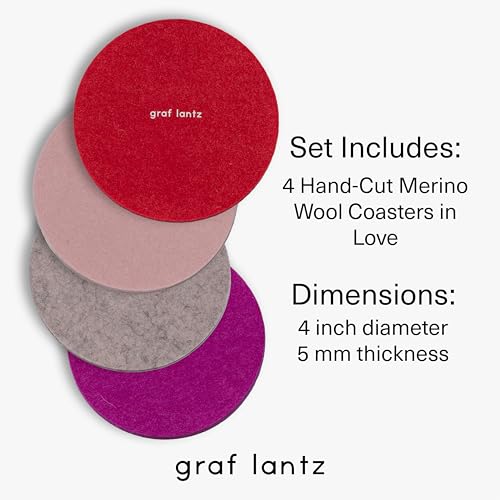 Bierfilzl Merino Wool Round Coasters Set of 4 (4 Count)