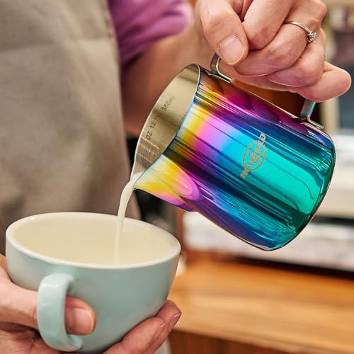 Milk Frothing Pitcher 12oz Stainless Steel for Cappuccino Latte Art