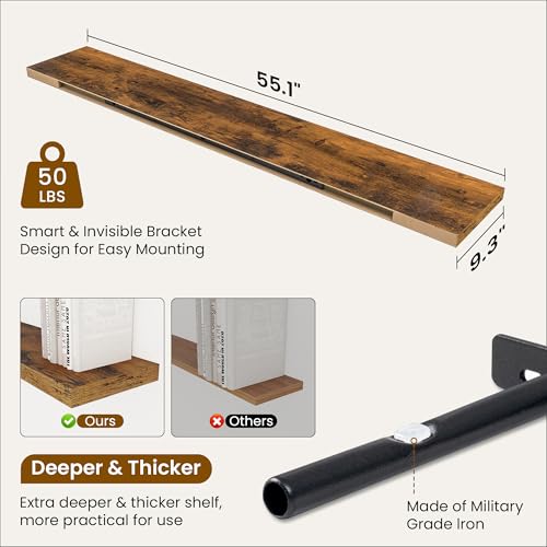 55 Inch Fireplace Mantel Shelf (2 Count)