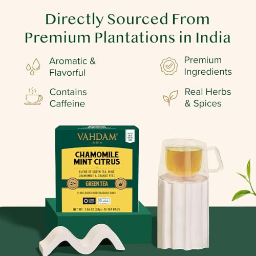 Chamomile Mint Citrus Green Tea Bags (15 Count)