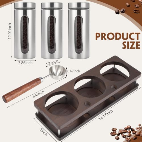 Stainless Steel Coffee Grounds Canisters Container Large with Shelf (3 Count)