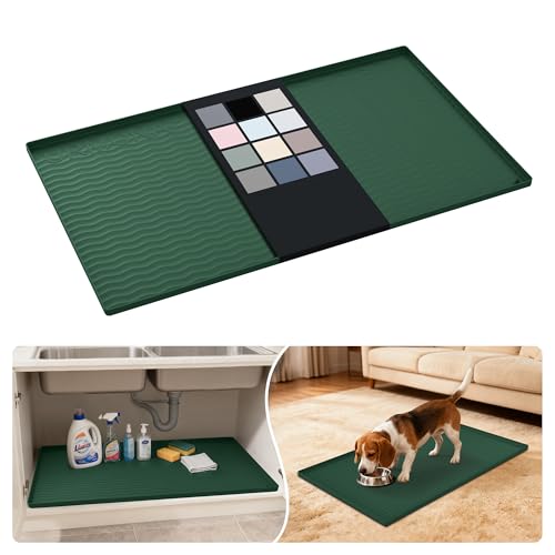 Waterproof Silicone Under Sink Mat 37'' x 22'' Shelf Liner for Kitchen and Bathroom