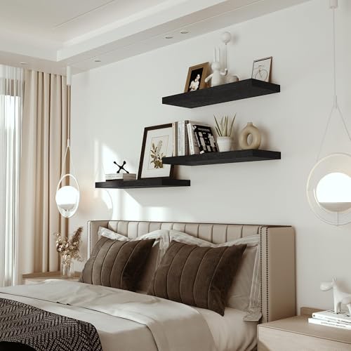 Deep Floating Shelves for Wall 24 inches Long Set of 2 (2 Count)