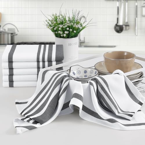 Premium Cotton Stripe Kitchen Towels 12 Pack (12 Count)