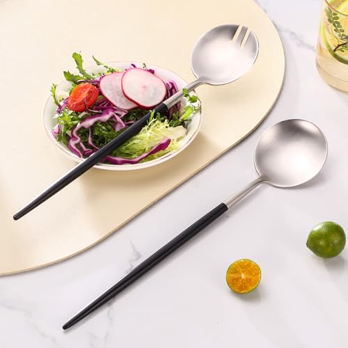 Silver Black Salad Serving Utensils (2 Count)