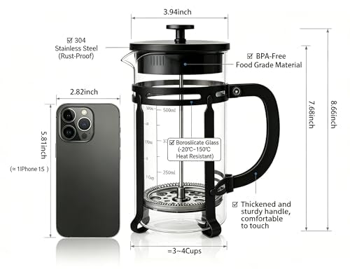 34 oz Black French Press Coffee Maker