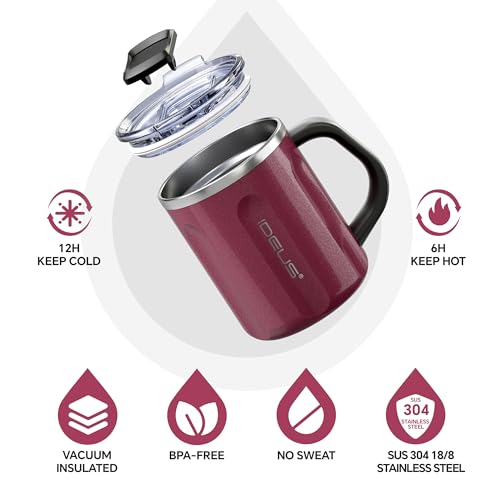 16 oz Insulated Coffee Mug with Lid and Handle