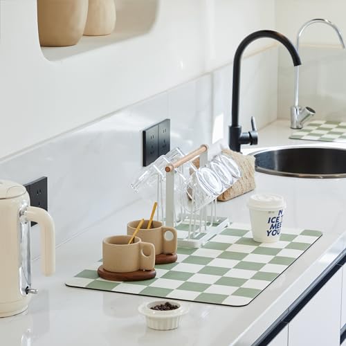Checkered Dish Drying Mat for Kitchen Counter