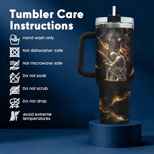Christian Lion Faith 40 oz Tumbler with Handle