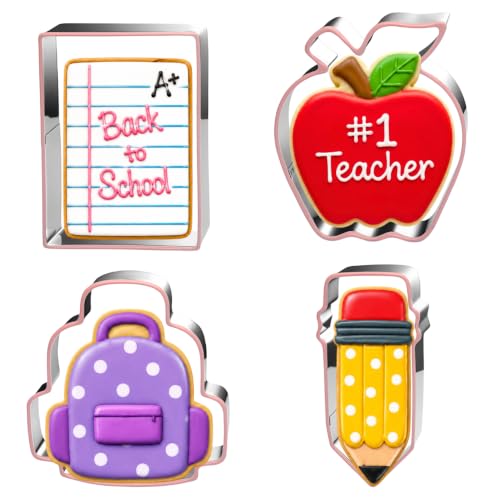 4 Piece Back to School Cookie Cutters Set