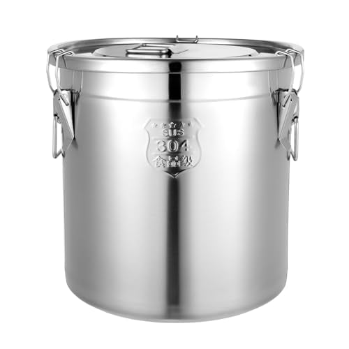 304 Stainless Steel Container 33L Airtight Food Storage Container with Lids & Locking Clips Stainless Steel Bucket for Kitchen
