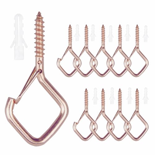 10PCS Eye Screw Hooks for Hanging Heavy Duty with Safety Buckle.Metal Ceiling Hooks for Hanging Plants