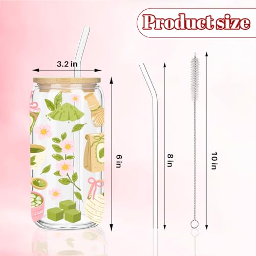 Matcha Girly Glass Cup