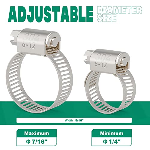 24PCS Hose Clamps Stainless Steel Adjustable 1