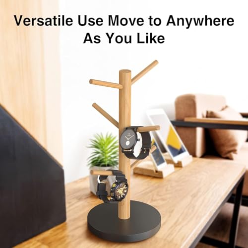 Bamboo Coffee Mug Tree with 6 Hooks (6 Count)