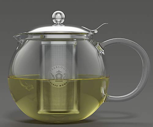 All-in-One Glass Teapot and Tea Kettle – Heatproof Borosilicate Glass Tea Maker with Removable Stainless Steel Loose Tea Infuser – Classica Stovetop Tea Pot (40 oz / 1200 ml)