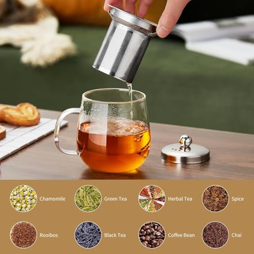Glass Tea Cup with Infuser and Lid