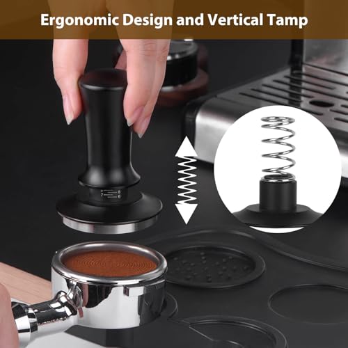 51mm Spring Loaded Depth Adjustable Espresso Tamper for Portafilter