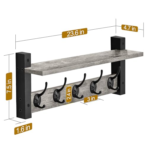 Coat Rack Wall Mount with Shelf