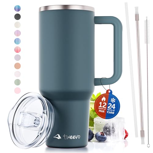 40 oz Tumbler With Handle and Straw Made of Stainless Steel