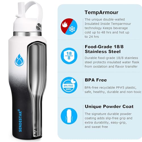 SENDESTAR 40oz Stainless Steel Water Bottle