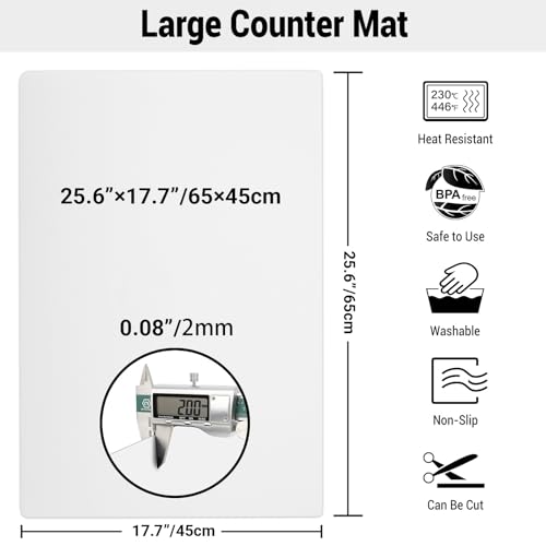 25.6x17.7in 2mm Silicone Mats for Kitchen Counter