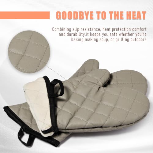 Gray 16" Quilted Terry Oven Mitts 2 Pairs Heat Resistant (4 Count)