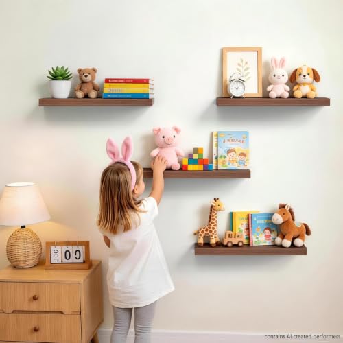 Walnut Like Floating Shelves 15.7in