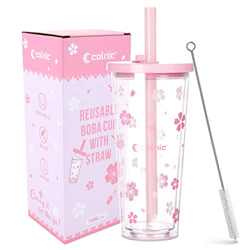 Reusable Plastic Boba Cup With Lids And Straws
