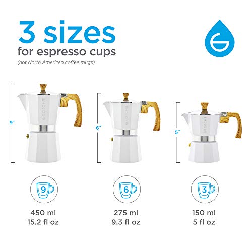 Milano Stovetop Espresso Maker Moka Pot 9 espresso Cup 15.2oz White