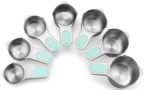 Magnetic Stainless Steel Measuring Cups Set of 7 Patented (7 Count)