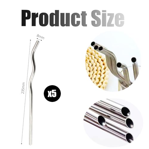 Reusable Stainless Steel Drinking Wavy Colorful Straws
