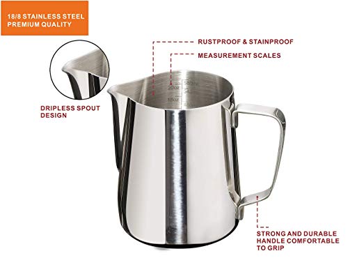 Milk Frothing Pitcher 20oz Stainless Steel Cup Perfect for Latte Art Steam Pitchers