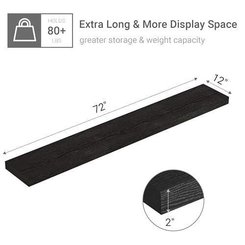 Deep Floating Shelves 72x12” Set of 1