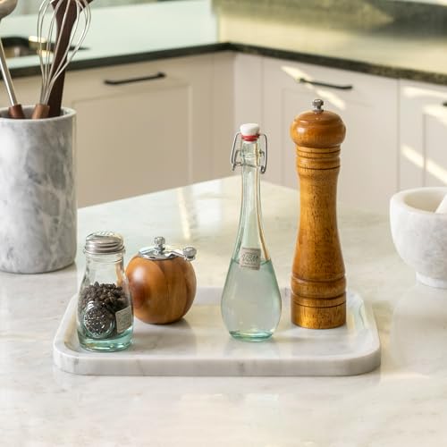 Marble Tray 12"x8" Bianco Carrara Marble Vanity Tray for Countertop Bathroom Kitchen Dresser