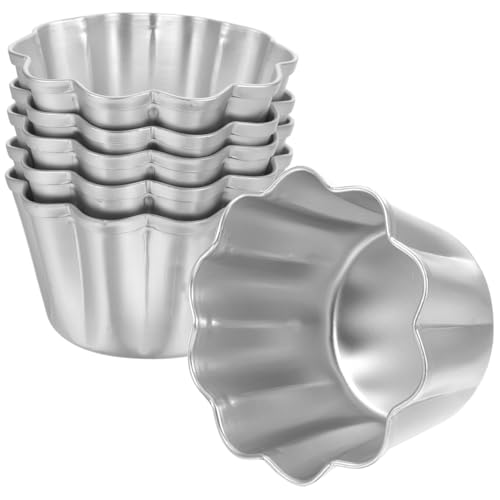 6Pcs Egg Tart Molds Aluminium Pie Tins Mini Tart Tins Tiny Pie Tin Cupcake Cake Mold Pudding Molds for Home Baking (6 Count)