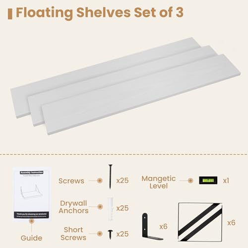 Floating Book Shelves for Wall (3 Count)