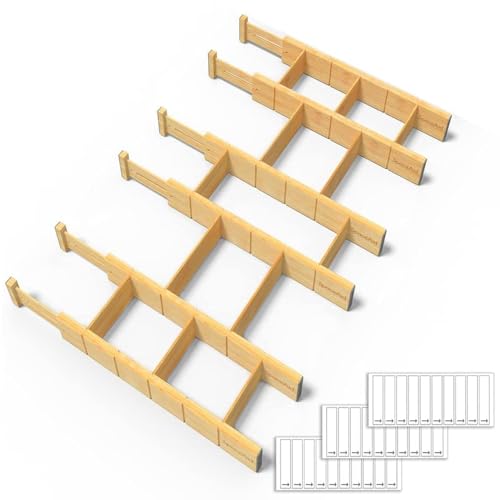 Bamboo Drawer Dividers with Inserts and Labels