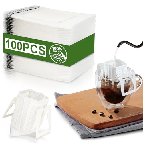 100Pcs Portable Coffee Filter Paper Bags (100 Count)