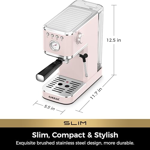 Slim Espresso Machine with Milk Frother for Home Cappuccino