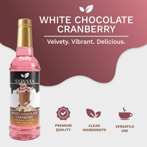 Coffee Syrup White Chocolate Cranberry Flavored Syrup for Drinks (25.4 Fl Oz)